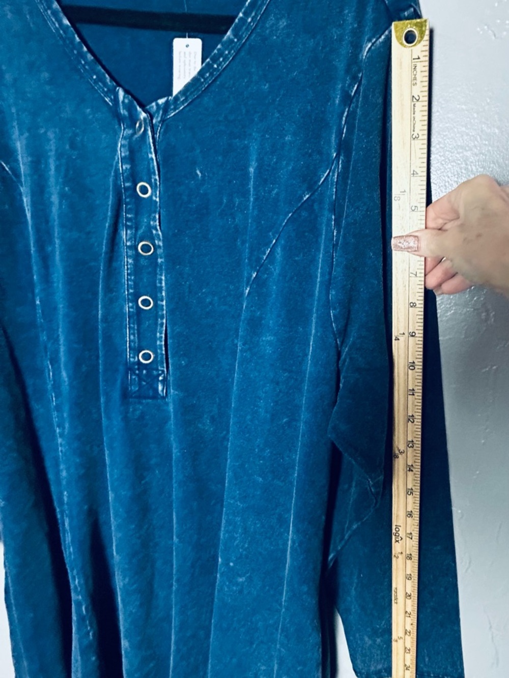 Soft Surroundings Janet knit denim look Maxi Dress w/Long Sleeves minimalist - Picture 5 of 15